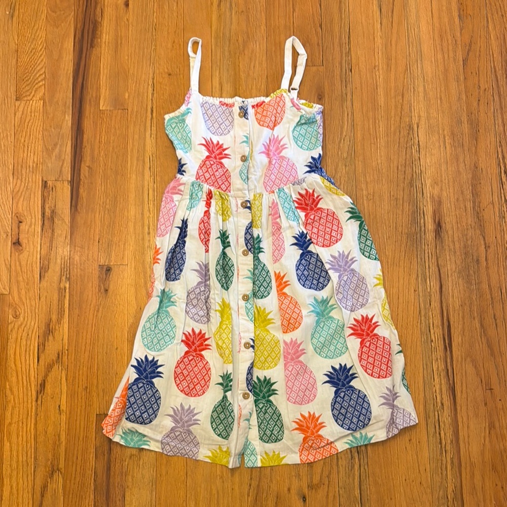 Mini Boden Girls Pink and Yellow Spaghetti Strap Sundress